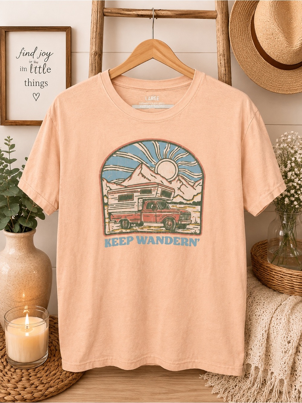 Keep Wandern Peach Graphic Tee by